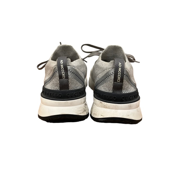 Brunello Cucinelli Mens Grey Cotton Knit Trainers - Picture 5 of 9